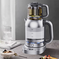 CE Led صفحه نمایش کنترل دما چای ساز ترکی چای ساز برقی 2.0 لیتری با شیشه فیلتر چای و قهوه ساز 