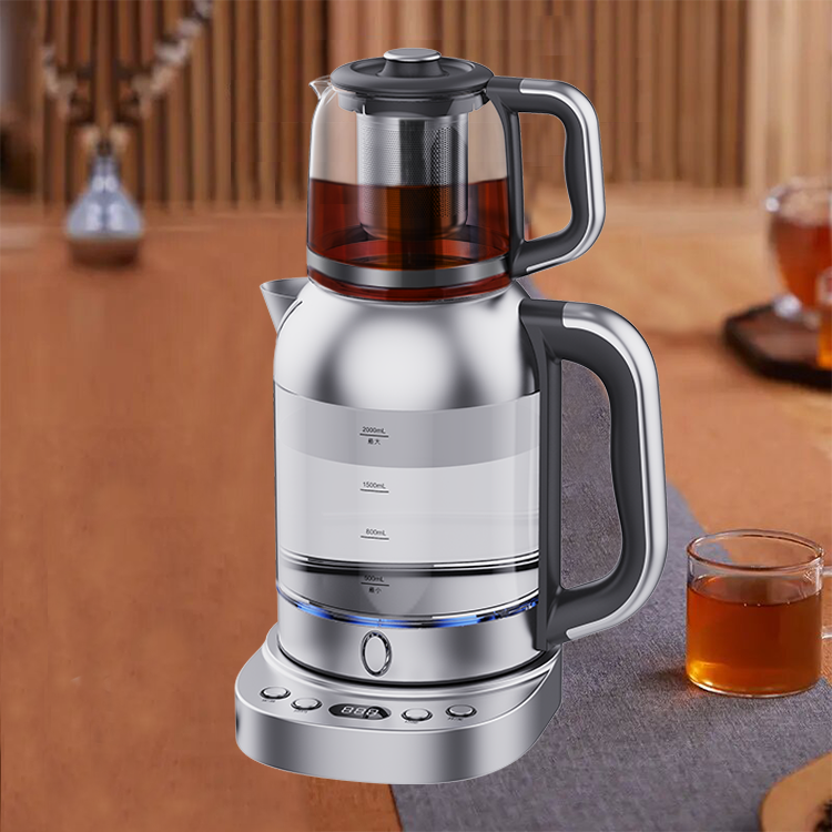 Hot Selling Appliances چای کتری شیشه ای با چای قابلمه 2.0 لیتری چای ساز برقی سماور ترکی برای لوازم خانگی 