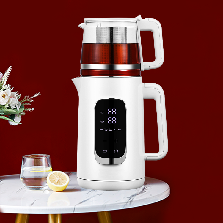 فروش داغ 1.5 لیتری چای ساز برقی با دیگ آب 1.1 لیتری قوری بوروسیلیکات شیشه ای