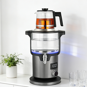 دستگاه برقی دستگاه چای ساز دولایه 4.5+1.1 لیتری کارکرد گرم نگه داشتن خودکار کتری های سماور با قوری شیشه ای