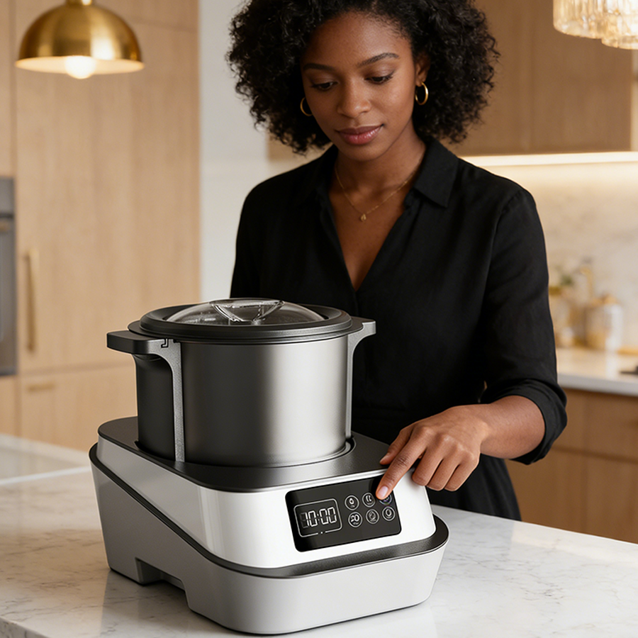 آفریقا 1000 وات 6 لیتری فوفو دستگاه پخت و پز مخلوط کن اتوماتیک فوفو پاوندر اجاق گاز همه منظوره مخلوط کن داغ با تایمر 