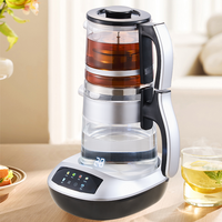 فروش عمده قوری کتری شیشه ای 2 در 1 کتری برقی سماور قوری قابل حمل دوتایی رنگارنگ پنل کنترلی کتری دیجیتال شیشه ای