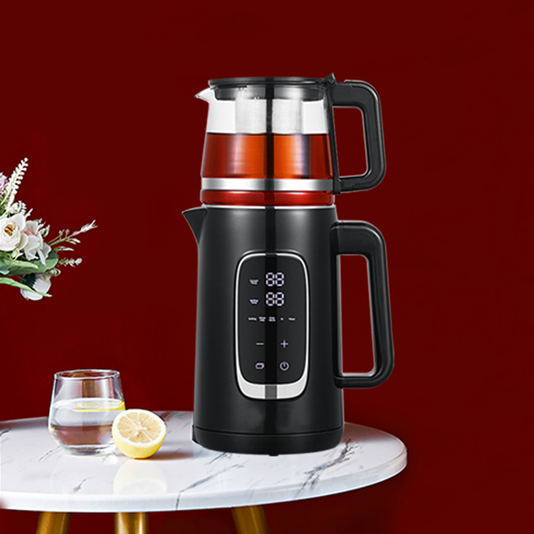 چای ساز دولایه لوازم خانگی کوچک با بدنه شیشه ای کتری چای کتری کوزه شارژی چای ساز سماور