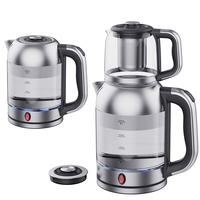 چای ساز مدرن عربی دوتایی قوری بدنه شیشه ای آب کتری برقی گرم نگه دارید چای ساز چای ساز روسی سماور