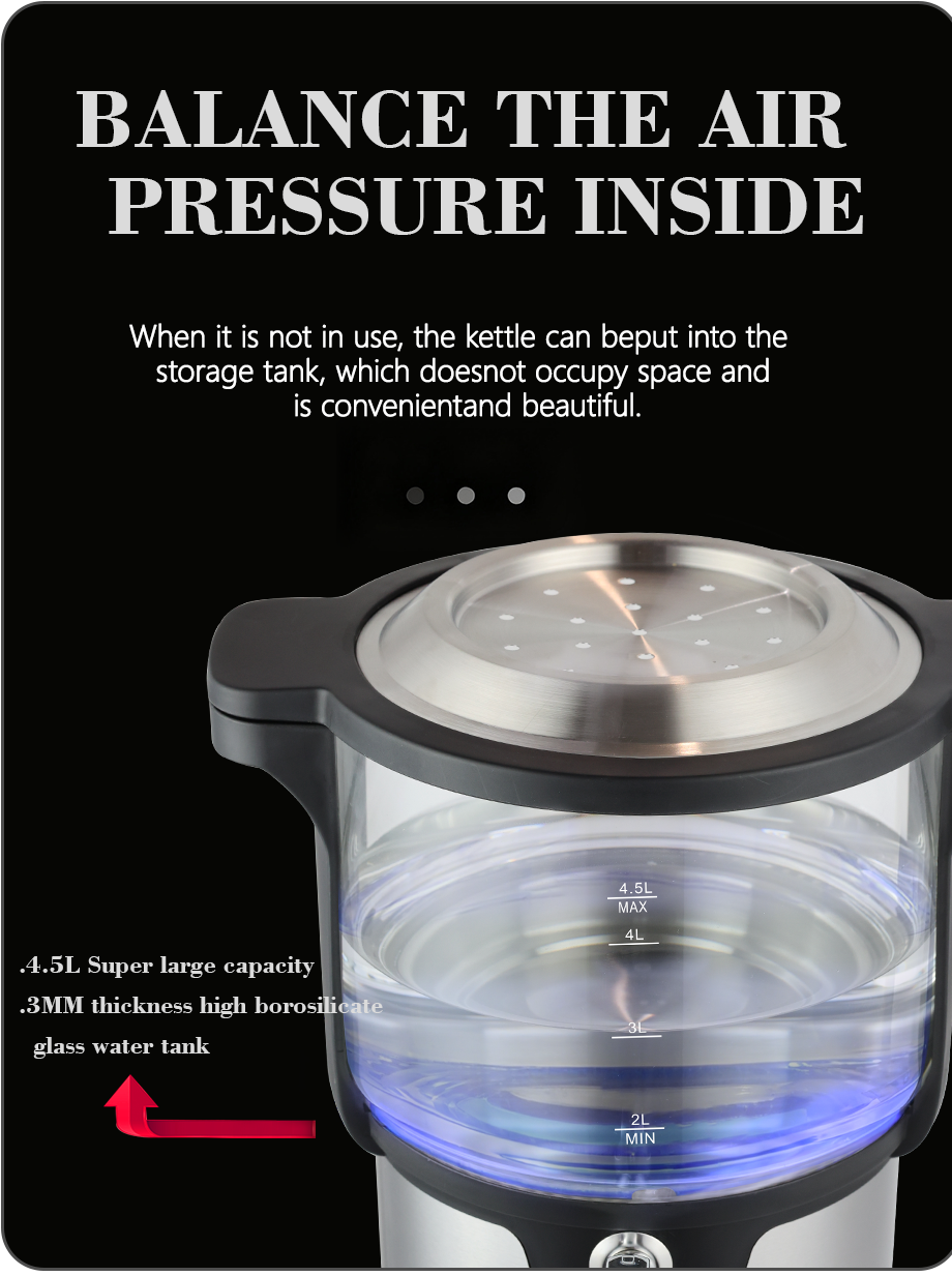 دستگاه چای ساز دولایه هوشمند 4.5+1.1 لیتری دستگیره خانگی 2000 واتی چای کتری ترکی کتری برقی شارژی برای آب جوش