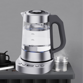 کتری آب برقی داخلی ال ای دی داخلی ترکیه ای شیک، چای ساز دیجیتالی استیل ضد زنگ کنترل دما کتری شیشه ای شارژی 