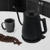 کتری شارژی آب داغ مشکی 1.0 لیتری کتری برقی یقه غازی دستگیره دستی راحت با ریختن روی کتری کتری الکترونیکی قطره ای برای خانه