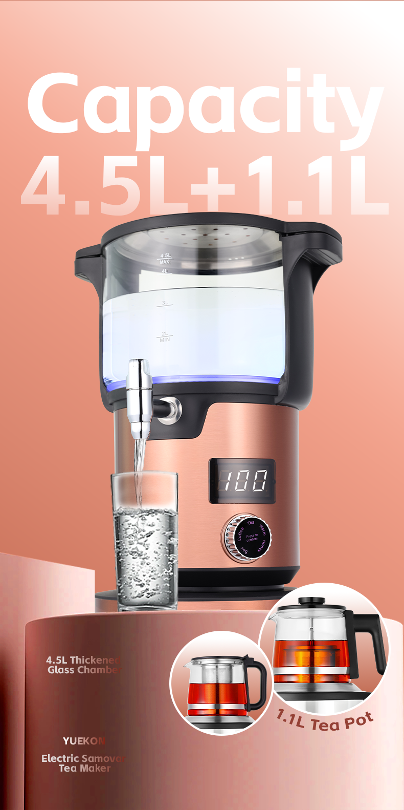 ظرفیت 4.5 لیتر + 1.1 لیتر