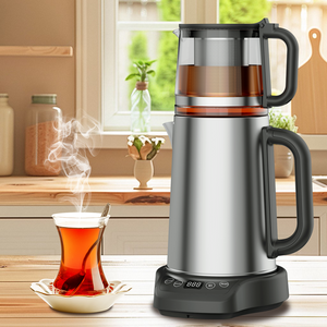 لوازم آشپزخانه 1500W دستگاه سازنده چای حفاظت خشک و خشک 2.0L+1.1L کتری برقی دو لایه با قوری شیشه ای