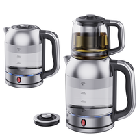 چای ساز برقی خاورمیانه ای عربی چای ساز ترکی سماور با درب قابل جابجایی کتری های شیشه ای برقی