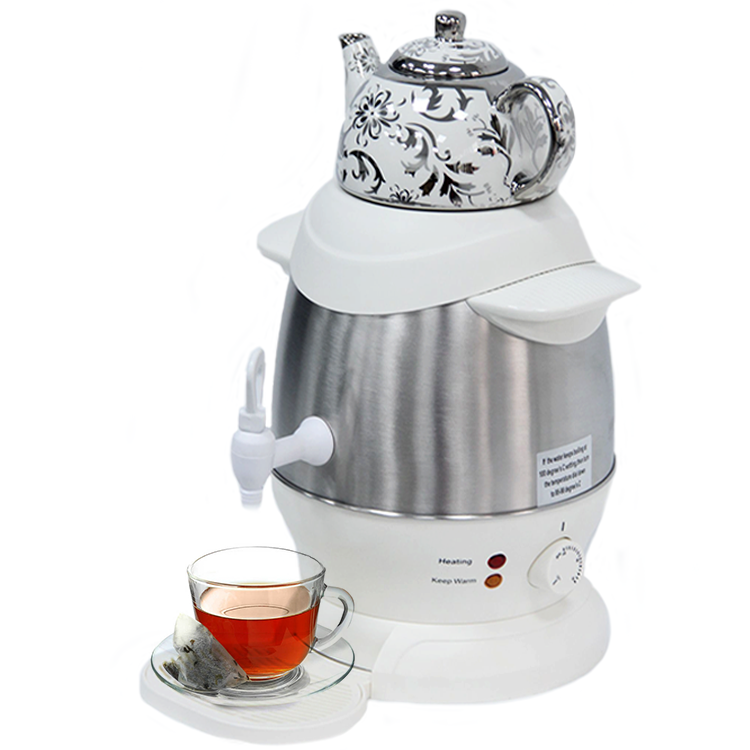 Hot Selling Appliances دولایه چای ساز ترکی برقی ست چای ساز عربی سماور با کتری برقی سرامیکی برای آشپزخانه