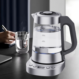 کتری چای برقی دستگاه دیگ بخار آب با عملکرد گرم نگه داشتن کیفیت بالا با کتری برقی شیشه ای چراغ نشانگر آبی رنگ