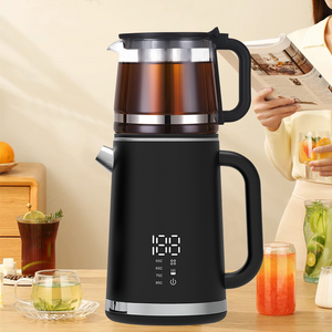 Yuekon 1.5L+1.1L کتری شیشه ای کتری و Teapot 2 در 1 سازنده چای دو لایه با کنترل دما