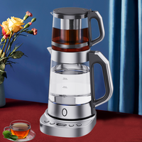 ست چای ساز ترکی کتری برقی گرمایشی تمام اتوماتیک چندسریع شیشه خانگی 2 در 1 ست سینی چای کتری