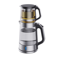 قهوه ساز عربی خاورمیانه قوری سماور برقی لوازم خانگی 2 لایه کتری برقی شیشه ای با چای ساز 