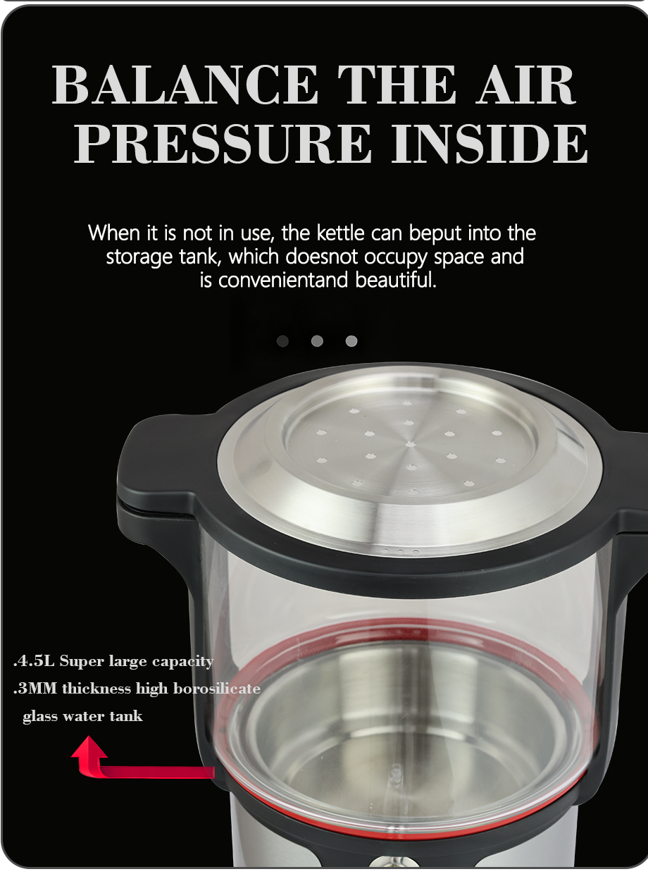 لوازم برقی و خانگی 4.5 لیتر + 1.1 لیتر چای ساز دیجیتال برقی دوتایی سماور روسی با قوری شیشه ای