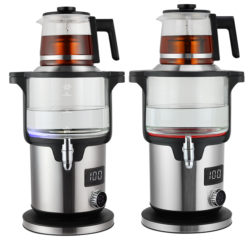 دستگاه چای ساز دولایه هوشمند 4.5+1.1 لیتری دستگیره خانگی 2000 واتی چای کتری ترکی کتری برقی شارژی برای آب جوش