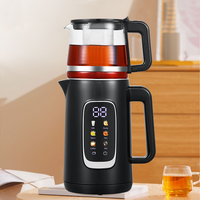 لوازم خانگی فروش داغ دو لایه 1.5L+1.1L استیل ضد زنگ آب برقی کتری کتری عربی ساموار سازنده چای کتری شیشه ای قوری شیشه ای