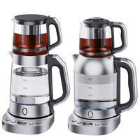 کتری آب برقی سماور، قوری شیشه ای حفظ حرارت دیجیتال کنترل دما با صافی چای و درب شیشه ای