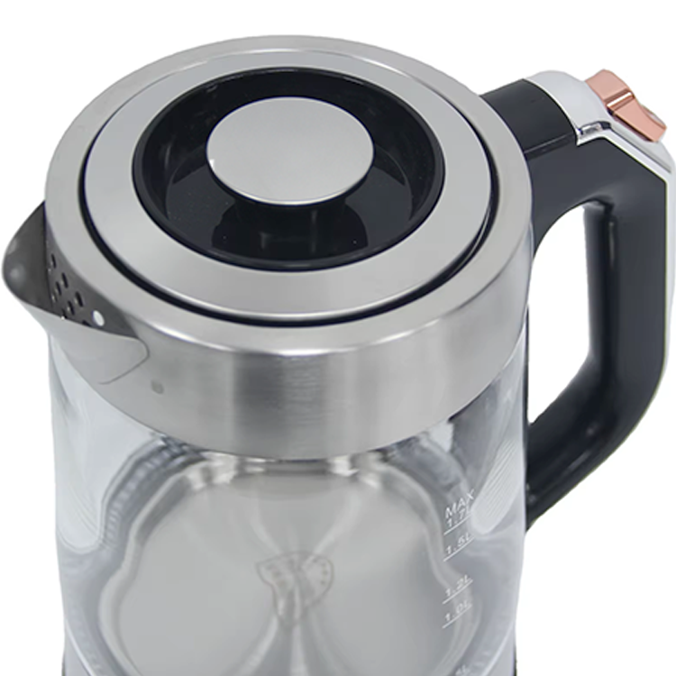 YUEKON Hot Selling چای ساز برقی 1.7 لیتری اتوماتیک برقی چای ساز شیشه ای برقی با چراغ آبی