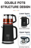 Yuekon 1.5L+1.1L کتری شیشه ای کتری و Teapot 2 در 1 سازنده چای دو لایه با کنترل دما