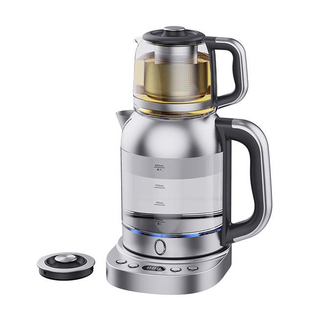 Hot Selling Appliances چای کتری شیشه ای با چای قابلمه 2.0 لیتری چای ساز برقی سماور ترکی برای لوازم خانگی 