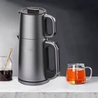  لوازم آشپزخانه خانگی طرح جدید چای ساز ترکی دوبل کتری برقی استیل و چای خوری