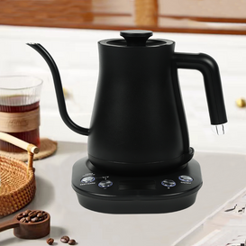 لوگوی سفارشی سازنده YUEKON قوری مشکی قوری از جنس استنلس استیل دیجیتال برقی یقه غازی