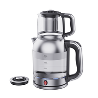 آبگرمکن دوتایی چای ساز ترکی سماور 2 در 1 فیلتر قابل شستشو 2200 وات چای ساز شیشه ای برقی سفارشی 