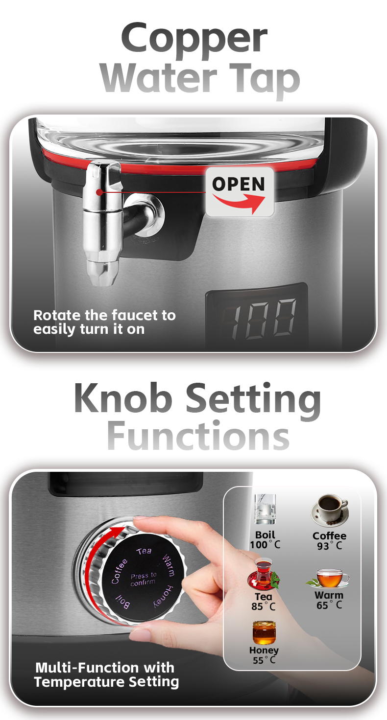 ست مدرن 2 در 1 سماور برقی دیگ بخار گرمکن سریع 2000 وات چای ساز کتری آب شیشه ای آب روسی برقی با چراغ های نشانگر